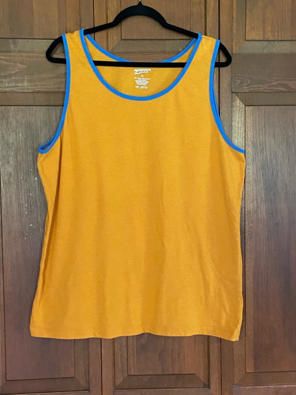 Arizona Jean Company Mustard Yellow/Orange Tank Top with Blue Trim